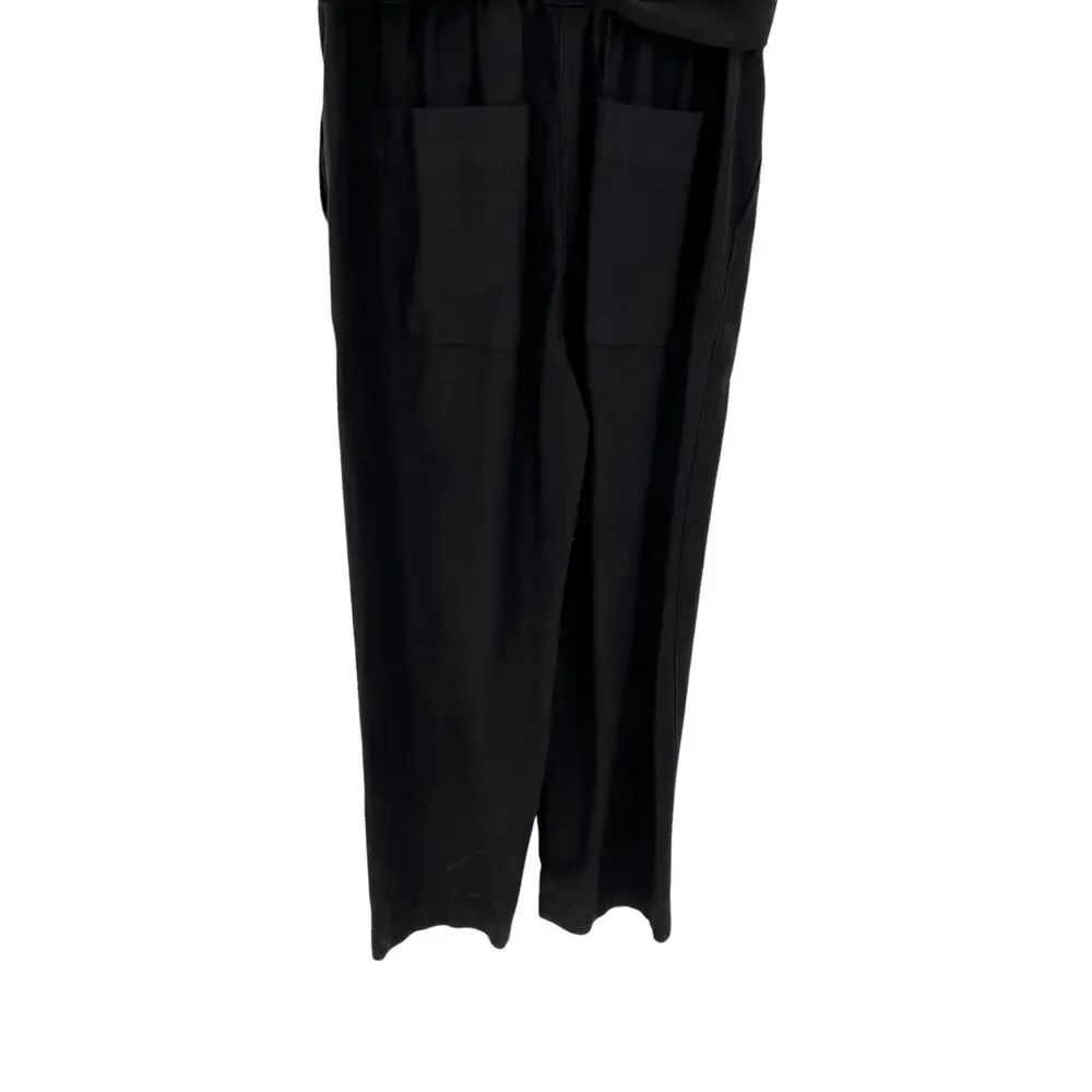 Everlane The Fatigue Jumpsuit Short Sleeve Crop Belted Cotton Linen Black Size 0